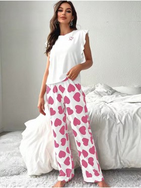 Heart Print Loungewear 2 Piece Set